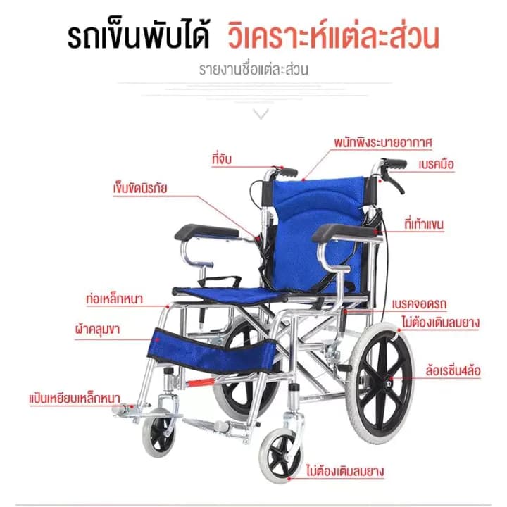 HIMIWAY รถเข็นผู้ป่วย wheelchair รถเข็นผู้ใหญ่ พับได้น้ำหนักเบาท่อเหล็กหนาสกู๊ตเตอร์ผู้สูงอายุรถเข็นแบบพกพา รถเข็นผู้ป่วยพับได้ https://lnwchill.com