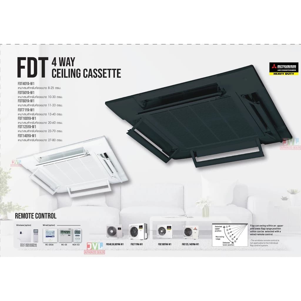 MITSUBISHI HEAVY DUTY FDT-YA-W1 ( CASSETTE INVERTER) แอร์ 4 ทิศทาง รุ่น FDT-YA-W1 ( CASSETTE INVERTER) รีโมทไร้สาย* มิตซูบิชิ ดิวตี้ เบอร์5 ดาว* R32 https://lnwchill.com