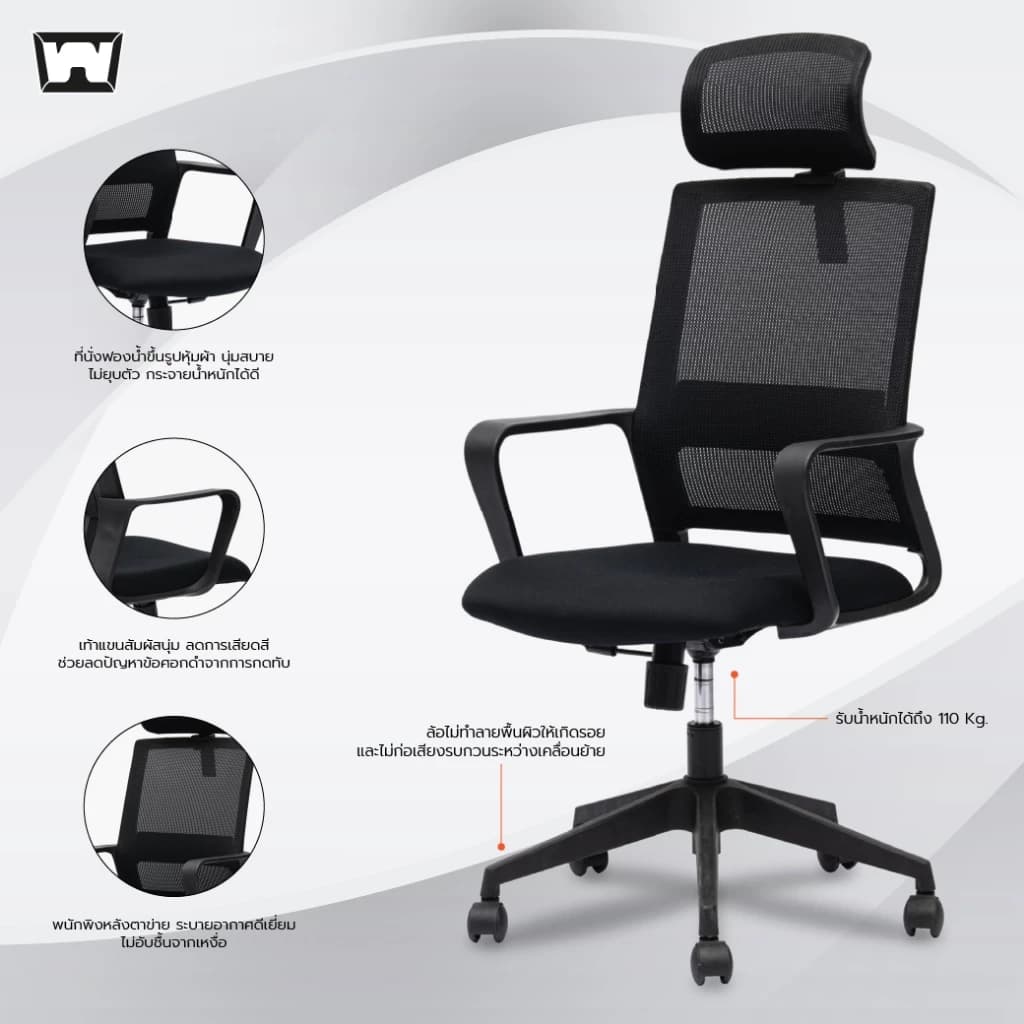 Work Station - Office chair เก้าอี้ทำงาน รุ่น Loki เก้าอี้สีดำ นุ่มสบาย ตามหลักสรีระศาสตร์ ราคาดี ลดอาการปวดเมื่อย รองรับน้ำหนัก 110 kg. ระบายอากาศดีเยี่ยม ราคาประหยัด https://lnwchill.com