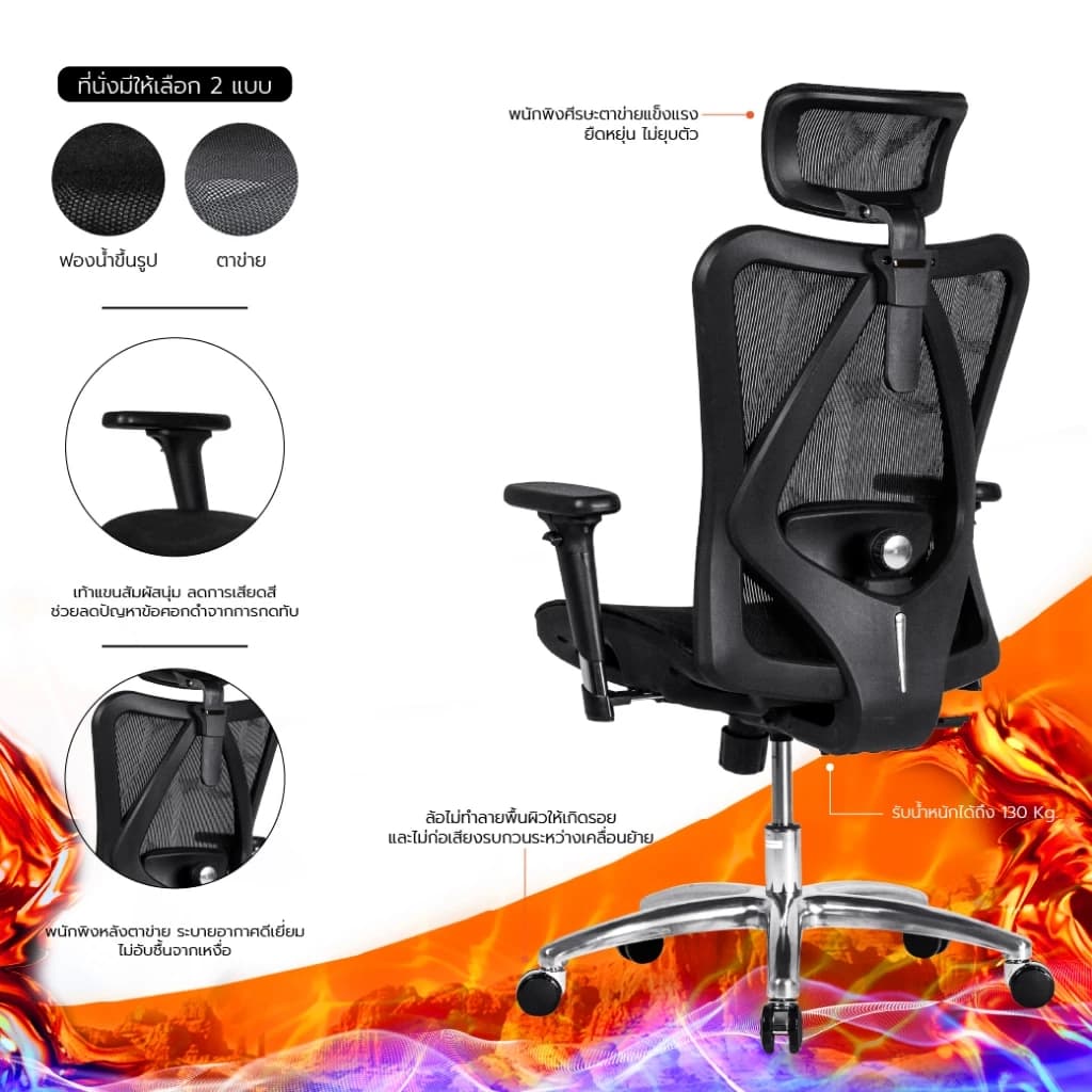 Work Station - Ergonomic chair เก้าอี้ทำงานเพื่อสุขภาพ รุ่น Model M เก้าอี้สีดำ เก้าอี้สีเทา นุ่มสบาย ตามหลักสรีระศาสตร์ เหล็กชุบโครเมียม เกรดพรีเมี่ยม เก้าอี้พนักพิงสูง รองรับน้ำหนัก 130 kg. https://lnwchill.com