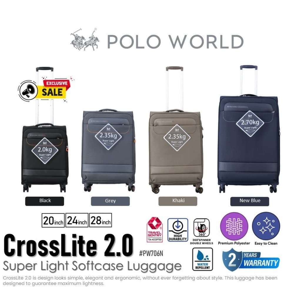 POLO WORLD รุ่น PW706N CrossLite 2.0 กระเป๋าเดินทางผ้า Super Light น้ำหนักเบาพิเศษ มาพร้อมล้อลากและดีไซน์ทันสมัยเพื่อทุกการเดินทางของคุณ https://lnwchill.com