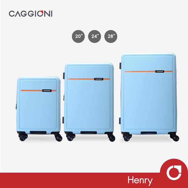 CAGGIONI รุ่น C23021 กระเป๋าเดินทาง ABS ทรงเหลี่ยม สีฟ้า ดีไซน์สวยงาม น้ำหนักเบา จัดเก็บสัมภาระง่าย ล้อลื่น เดินทางสะดวก คุ้มค่าทุกการเดินทาง