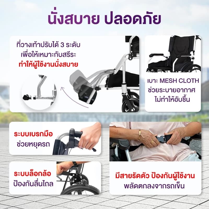 Allwell รถเข็นวีลแชร์ เกรดเครื่องมือแพทย์ รับประกัน 1 ปี รถเข็นผู้สูงอายุ รถเข็นผู้ป่วย Wheelchair https://lnwchill.com
