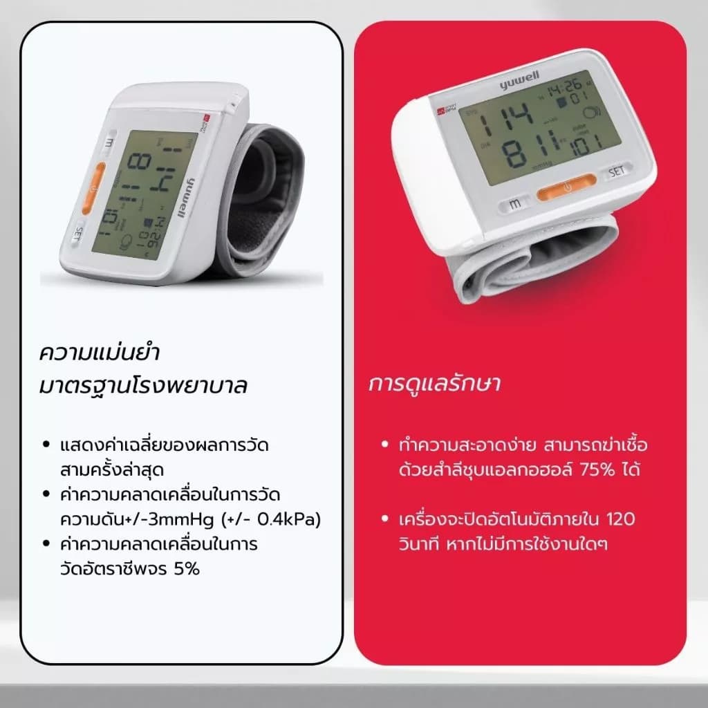 Yuwell YE8600A เครื่องวัดความดันดิจิตอล แบบข้อมือ รุ่น YE8600A รับประกันศูนย์ไทย 5 ปี https://lnwchill.com