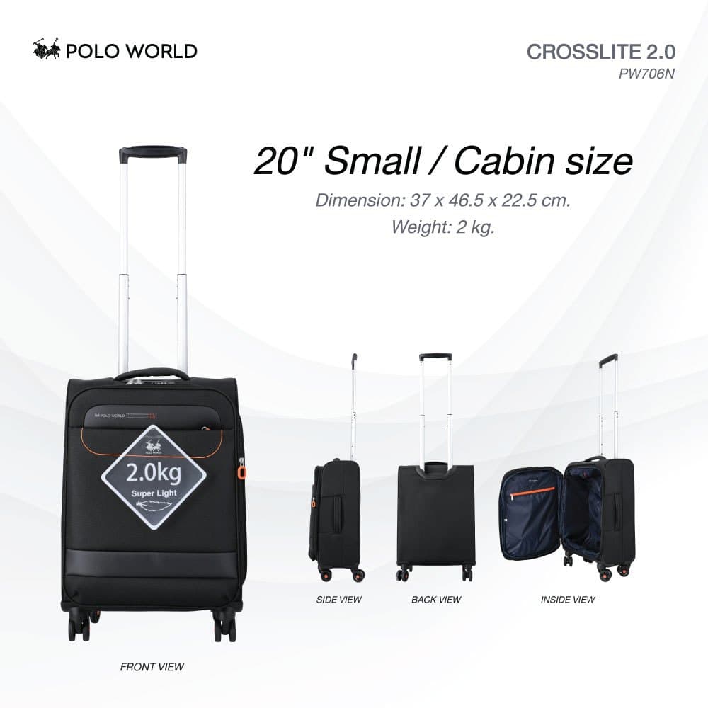 POLO WORLD รุ่น PW706N CrossLite 2.0 กระเป๋าเดินทางผ้า Super Light น้ำหนักเบาพิเศษ มาพร้อมล้อลากและดีไซน์ทันสมัยเพื่อทุกการเดินทางของคุณ https://lnwchill.com