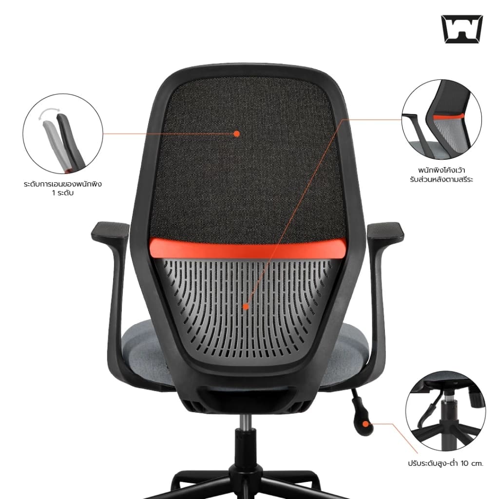Work Station - Office chair เก้าอี้ทำงาน รุ่น Picasso เก้าอี้สีเทา สีแดง สีฟ้า เก้าอี้พนักพิงต่ำ ระบายอากาศดีเยี่ยม รองรับน้ำหนัก 136 kg. ราคาดี เกรดคุณภาพ https://lnwchill.com