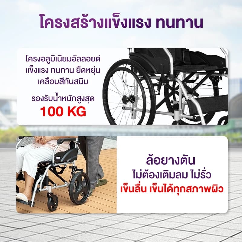 Allwell รถเข็นวีลแชร์ เกรดเครื่องมือแพทย์ รับประกัน 1 ปี รถเข็นผู้สูงอายุ รถเข็นผู้ป่วย Wheelchair https://lnwchill.com