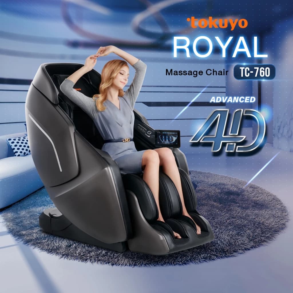 TOKUYO ROYAL TC-760 เก้าอี้นวดไฟฟ้า 4Dx (รุ่นเรือธง) รุ่นท็อปหนังพรีเมี่ยม สีน้ำตาล โซฟานวดไฟฟ้า คลายกล้ามเนื้อดีเยี่ยม ปรับตำแหน่งการนวด ระบบสแกนร่างกาย (Body Scan) ลดความเครียด ระบบ Zero Gravity ระบบแรงโดน้มถ่วง ฟื้นฟูร่างกาย https://lnwchill.com