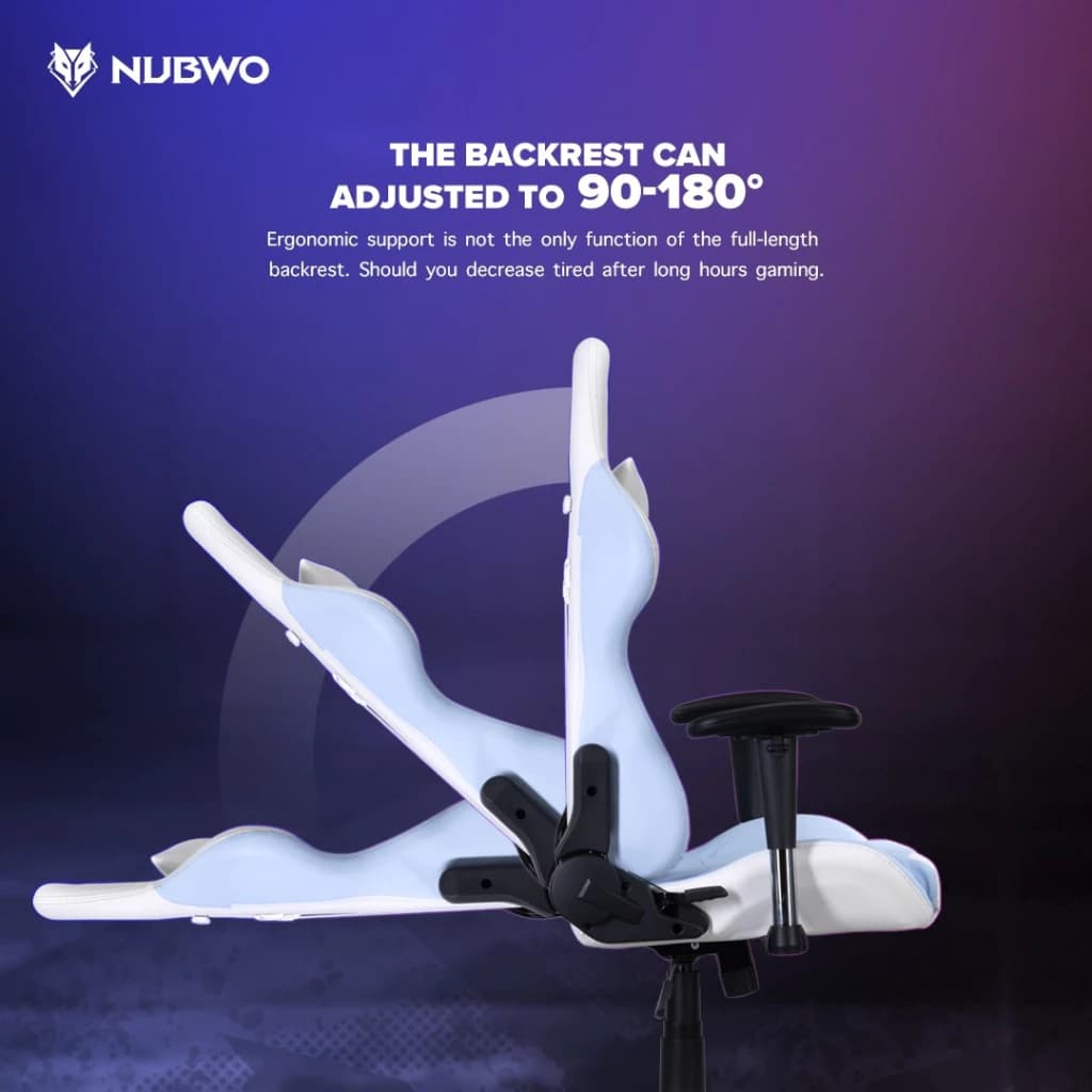 NUBWO เก้าอี้เกมมิ่ง เก้าอี้ทำงาน เก้าอี้สีดำ สีขาว สีแดง สีชมพู สีฟ้า สีเขียว หมอนกำมะหยี่ Gaming Chair Phenom ขาเหล็ก ปรับนอนได้ถึง 180 องศา รุ่น NBCH-007 เก้าอี้เกมมิ่งเพื่อสุขภาพ E-Sport https://lnwchill.com