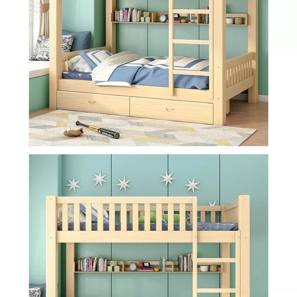 เตียงสองชั้น เตียง 2 ชั้น เตียงผู้ใหญ่ 🏠🏠190*100*160cm เตียงคู่ไม้เนื้อแข็งทั้งหมดสองชั้นบนล่าง 🚛 https://lnwchill.com