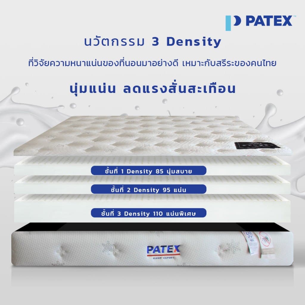 PATEX รุ่น Venice ที่นอนยางพาราแท้ 100% แบบนุ่มแน่น ขนาด 6-8 นิ้ว ช่วยแก้ปัญหาปวดหลัง https://lnwchill.com
