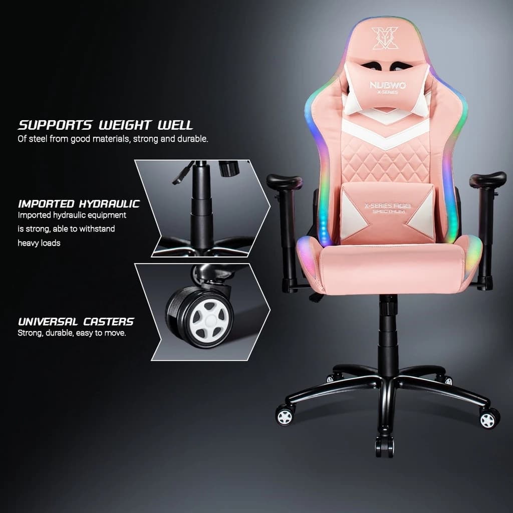Nubwo เก้าอี้ทำงาน เก้าอี้เกมมิ่งเพื่อสุขภาพ Gaming Chair E-Sport เก้าอี้สีดำ สีชมพู เก้าอี้เล่นเกม มีไฟ เก้าอี้แต่งห้อง RGB SPECTRUM เก้าอี้เบาะ นุ่ม ปรับเอนได้ 160 องศา รุ่น X107+ https://lnwchill.com