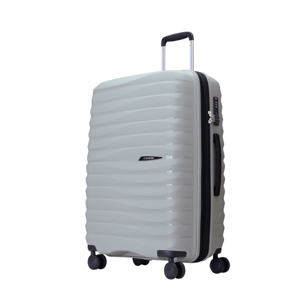 Caggioni รุ่น C23061 Wave กระเป๋าเดินทาง PP 100% สีเทา น้ำหนักเบาพิเศษ ดีไซน์สวยงาม ทันสมัย คุ้มค่าทุกการเดินทาง https://lnwchill.com