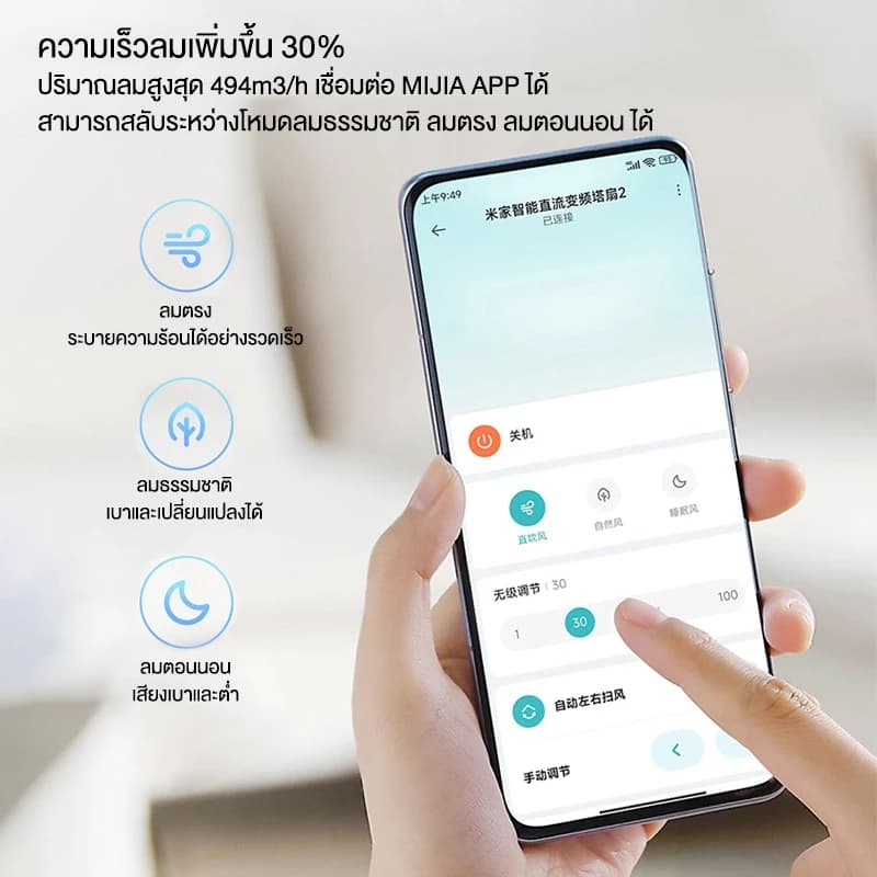 Xiaomi DC Frequency Tower Fan2 พัดลมตั้งพื้นอัจฉริยะ เชื่อมต่อแอพได้ พัดลมตั้งโต๊ะ พัดลมทาวเวอร์ ปรับได้ 4 ระดับ พัดลมกรองอากาศ https://lnwchill.com