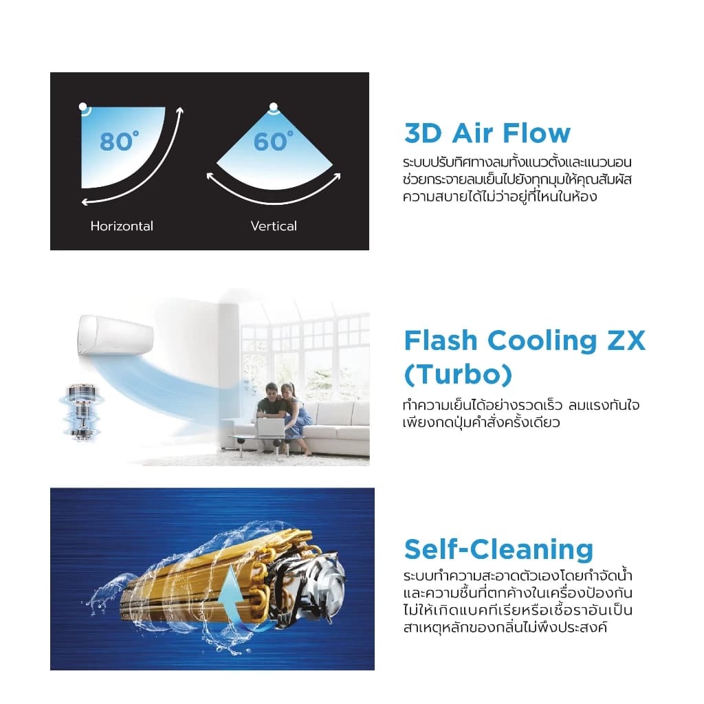 Midea แอร์ติดผนังไมเดีย รุ่น STORM EASY ขนาด 9000BTU, 12,000BTU, 18,000BTU , 24,000BTU *รับประกันตัวเครื่อง 5 ปี, คอมเพรสเซอร์ 7 ปี https://lnwchill.com