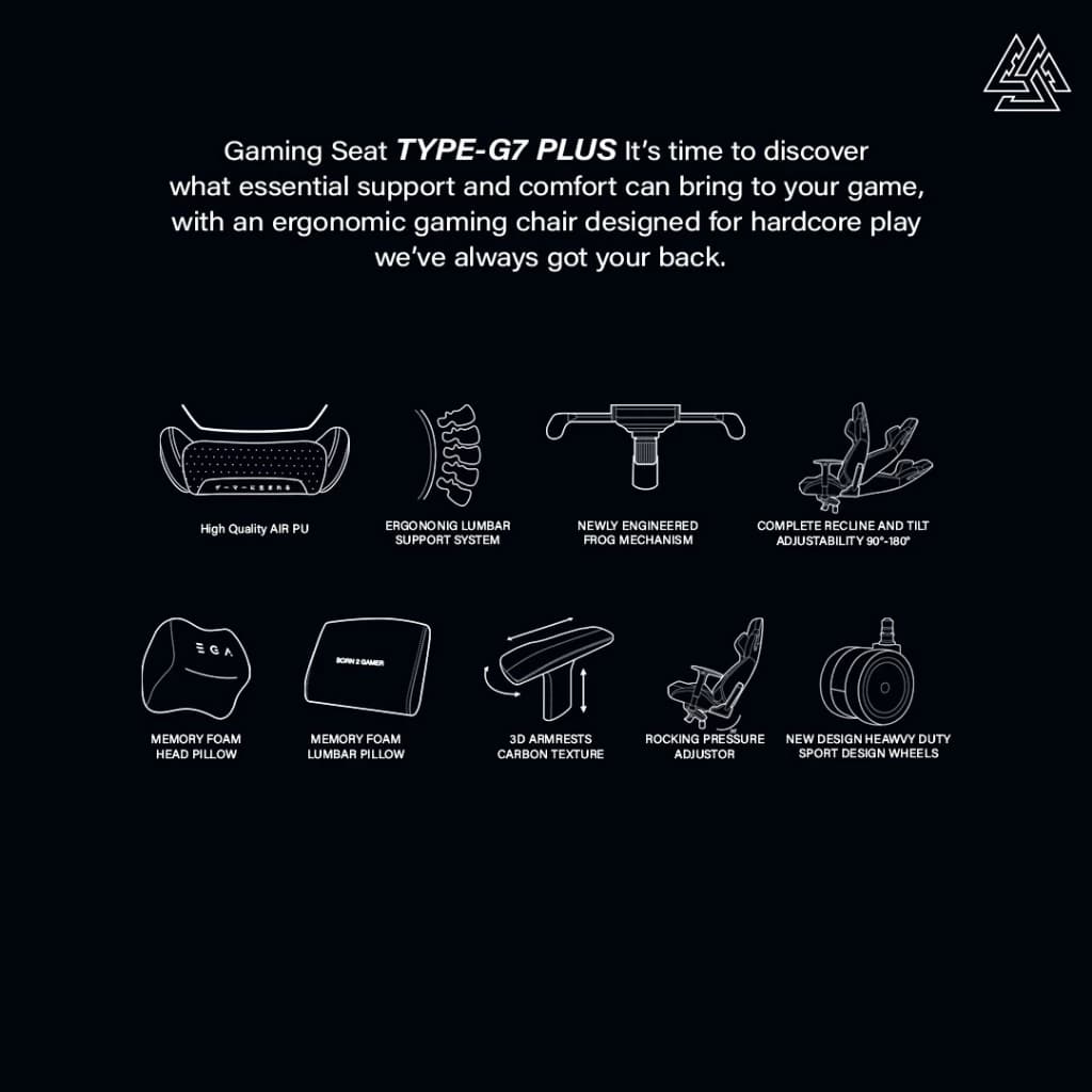 EGA เก้าอี้เกมมิ่ง เก้าอี้ทำงาน สไตล์ Ergonomic เก้าอี้เกมมิ่งเพื่อสุขภาพ เก้าอี้ไซส์ใหญ่พิเศษ รุ่น TYPE G7 + มี 3 สี เก้าอี้สีดำ เก้าอี้สีขาว รองรับน้ำหนักได้ถึง 180 กก. https://lnwchill.com