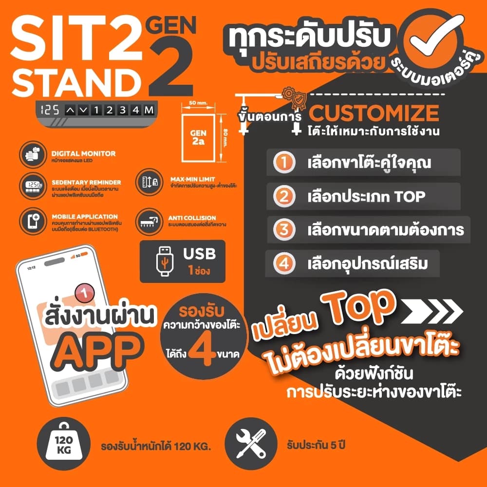 ErgoTrend (Pre-Order) โต๊ะปรับระดับไฟฟ้าเพื่อสุขภาพ Sit2Stand GEN2A ไม้ PB (Dual motor) https://lnwchill.com