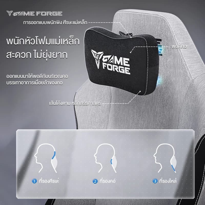 GAMEFORGE เก้าอี้เล่นเกม gaming chair รุ่น Nebula Series เก้าอี้สีเทา เก้าอี้สำนักงาน เก้าอี้เกมมิ่ง เกรดพรีเมี่ยม รับประกันอย่างเป็นทางการ 5 ปี https://lnwchill.com