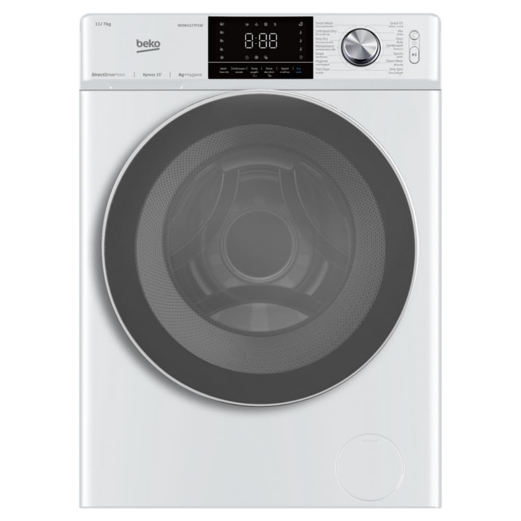 Beko รุ่น WDW1177P1W เครื่องซักอบผ้าฝาหน้า 11/7 กก รอบปั่น 1400 รอบต่อนาที มอเตอร์ ProSmart Inverter ซักสะอาดอบแห้งไว ถนอมผ้าและทำงานเงียบ https://lnwchill.com
