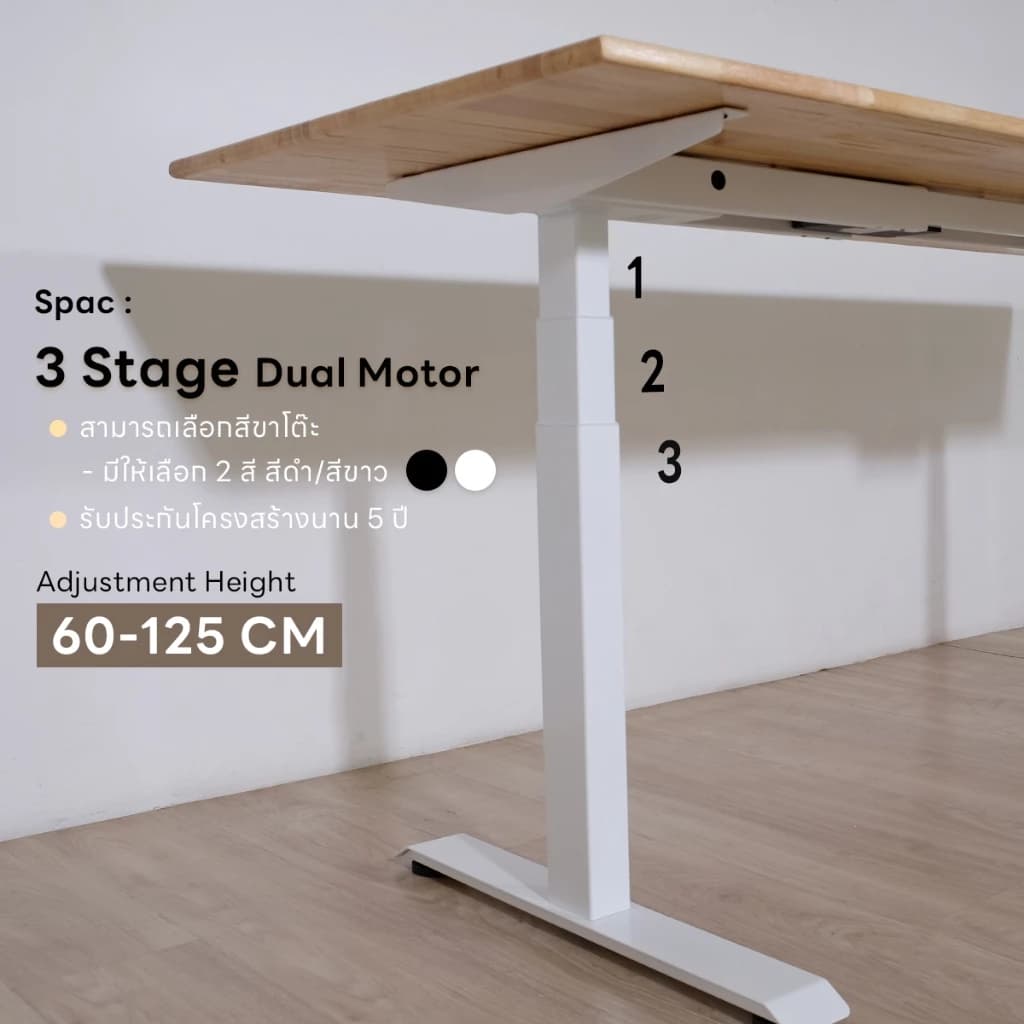 DESKSPACE (Pre-Order) โต๊ะไม้แท้ประสานปรับระดับไฟฟ้า มีท็อปไม้ 2 ชนิด พร้อม USB Charger ปรับความสูงได้ตั้งแต่ 60-125 cm https://lnwchill.com