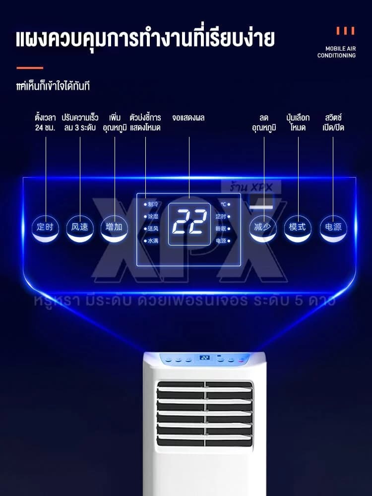 Ksrain แอร์เคลื่อนที่ 12000-16000BTU แอร์บ้านเล็ก portable air conditioner Touch Control LED Display https://lnwchill.com