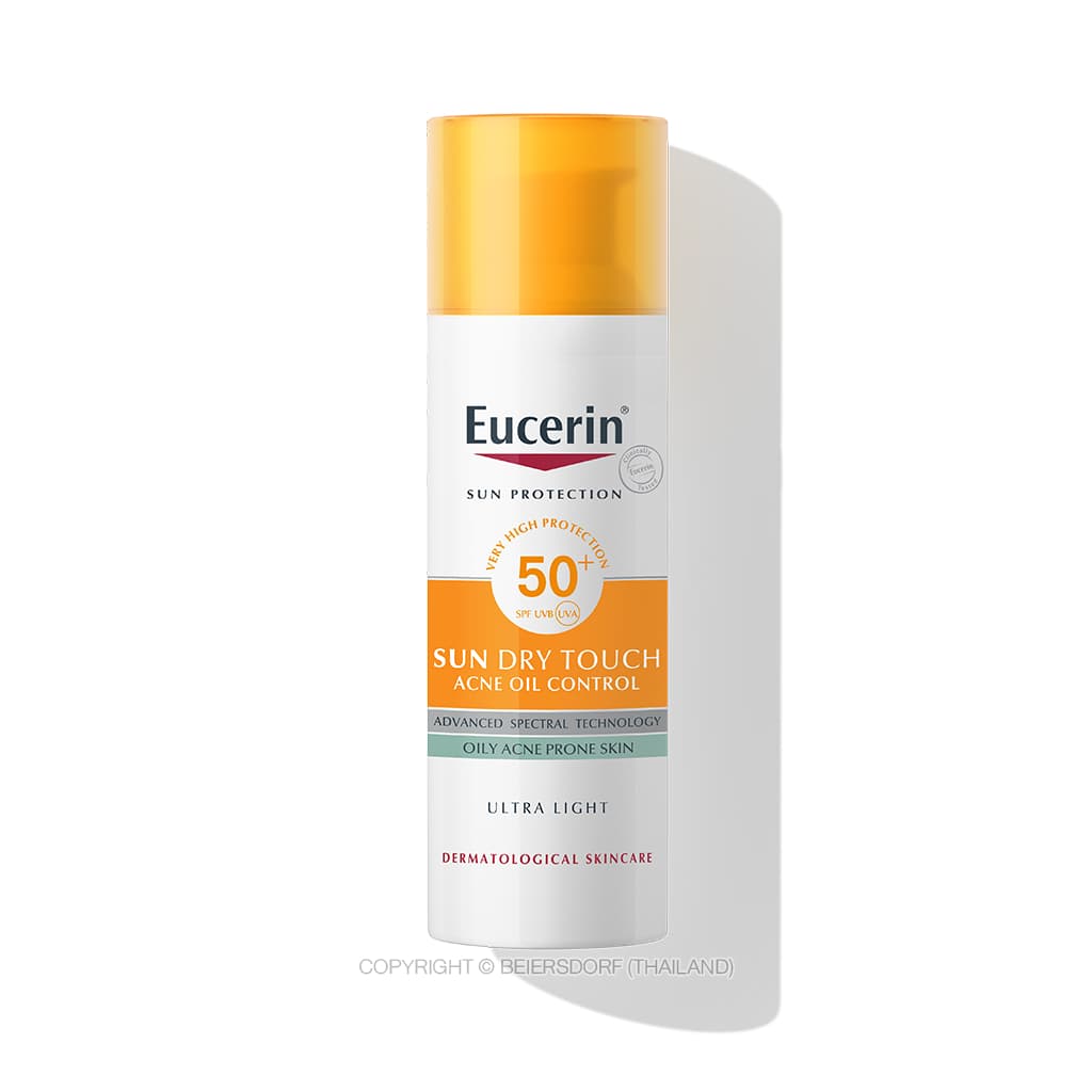 Eucerin SUN DRY TOUCH ACNE OIL CONTROL SPF50+ PA++++ 50 ML ยูเซอริน กันแดดคุมมัน เนื้อบางเบา สำหรับผิวหน้า https://lnwchill.com