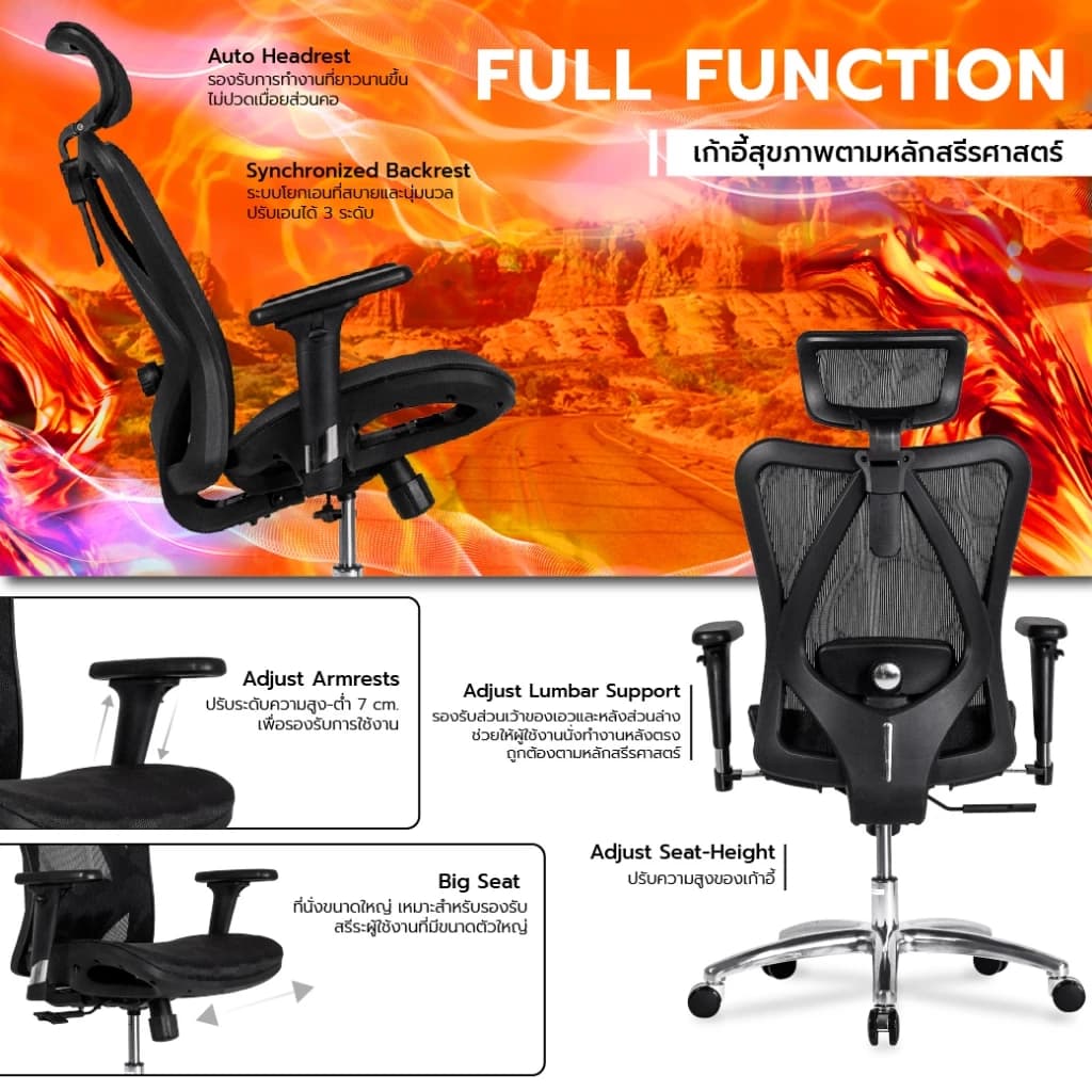 Work Station - Ergonomic chair เก้าอี้ทำงานเพื่อสุขภาพ รุ่น Model M เก้าอี้สีดำ เก้าอี้สีเทา นุ่มสบาย ตามหลักสรีระศาสตร์ เหล็กชุบโครเมียม เกรดพรีเมี่ยม เก้าอี้พนักพิงสูง รองรับน้ำหนัก 130 kg. https://lnwchill.com