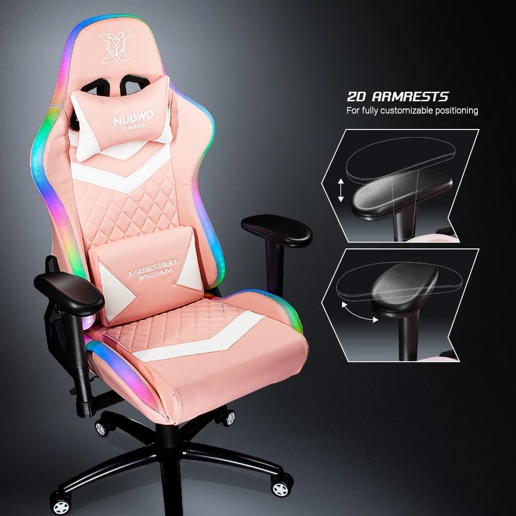 Nubwo เก้าอี้ทำงาน เก้าอี้เกมมิ่งเพื่อสุขภาพ Gaming Chair E-Sport เก้าอี้สีดำ สีชมพู เก้าอี้เล่นเกม มีไฟ เก้าอี้แต่งห้อง RGB SPECTRUM เก้าอี้เบาะ นุ่ม ปรับเอนได้ 160 องศา รุ่น X107+ https://lnwchill.com