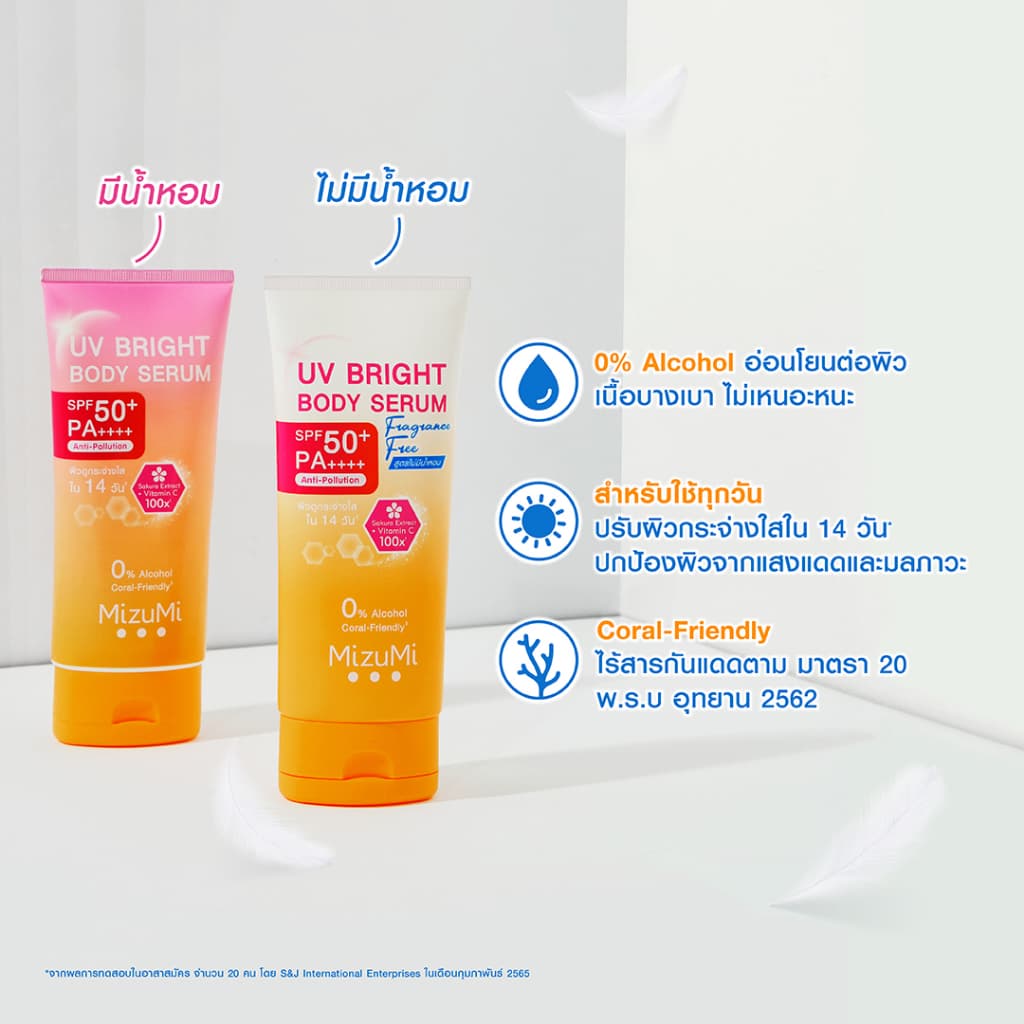 MizuMi [แพ็คคู่] UV Bright Body Serum Fragrance Free (180 ml) เซรั่มกันแดดทาผิวกายสูตรไม่มีน้ำหอม ซึมไว ปกป้องผิวจากแดด https://lnwchill.com