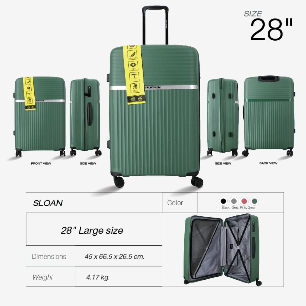 POLO WORLD รุ่น PWES-50123 Sloan Wheeled Hardcase Luggage กระเป๋าเดินทางล้อลาก Polypropylene น้ำหนักเบา ทนทาน ดีไซน์คลาสสิก https://lnwchill.com