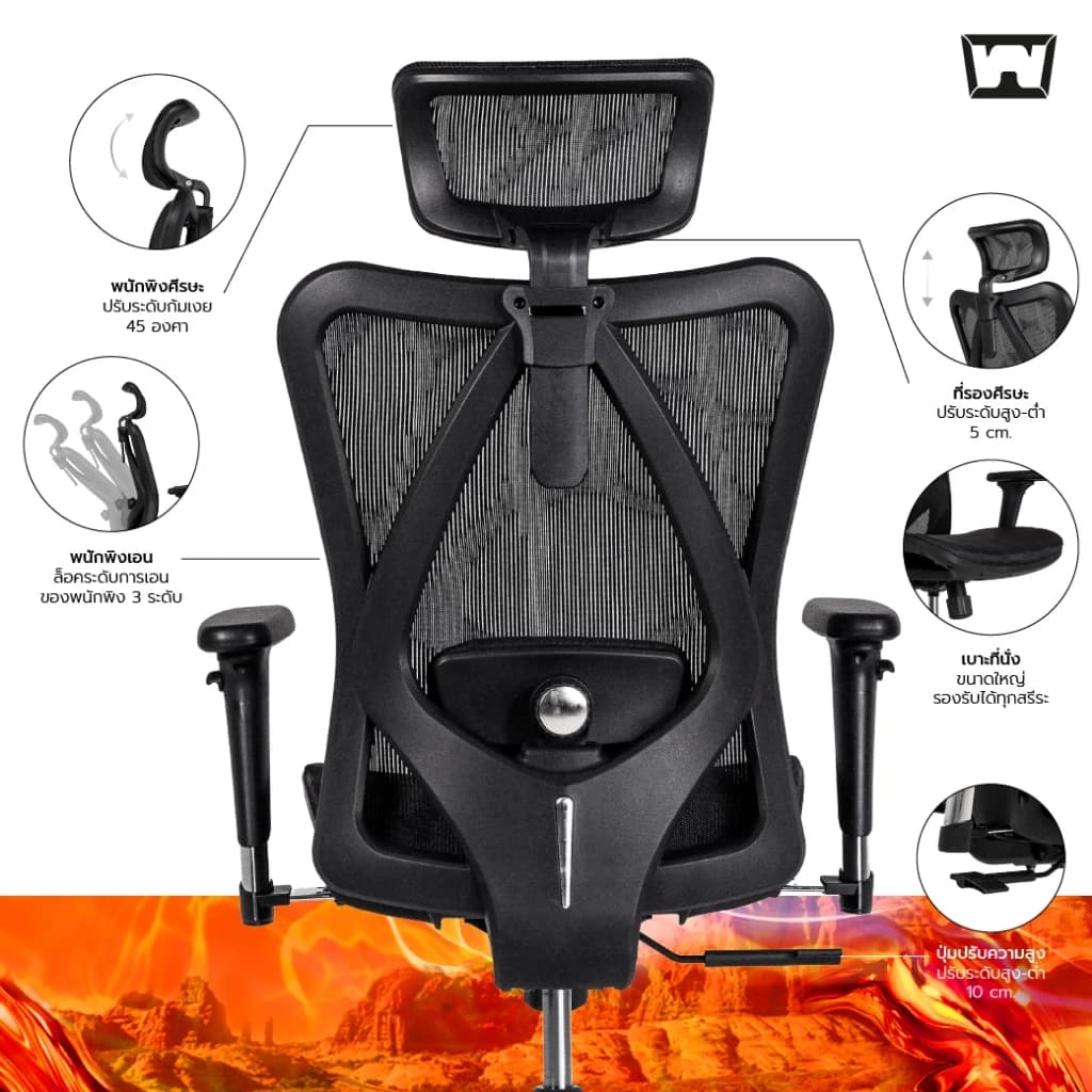 Work Station - Ergonomic chair เก้าอี้ทำงานเพื่อสุขภาพ รุ่น Model M เก้าอี้สีดำ เก้าอี้สีเทา นุ่มสบาย ตามหลักสรีระศาสตร์ เหล็กชุบโครเมียม เกรดพรีเมี่ยม เก้าอี้พนักพิงสูง รองรับน้ำหนัก 130 kg. https://lnwchill.com