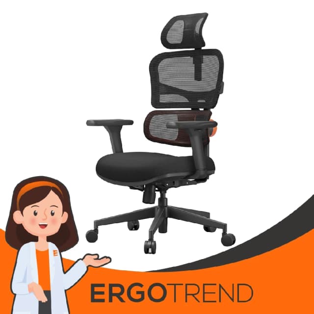 Ergotrend เก้าอี้เพื่อสุขภาพเออร์โกเทรน รุ่น HESSE สีดำ เก้าอี้สีดำ ระบายอากาศดีเยี่ยม นุ่มสบาย ตามหลักสรีระศาสตร์ Ergonomic เก้าอี้พนักพิงสูง ลดอาการปวดเมื่อย เกรดคุณภาพ