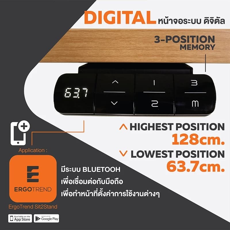 ErgoTrend (Pre-Order) โต๊ะปรับระดับไฟฟ้าเพื่อสุขภาพ Sit2Stand GEN5 ไม้PB (Premium dual motor) https://lnwchill.com