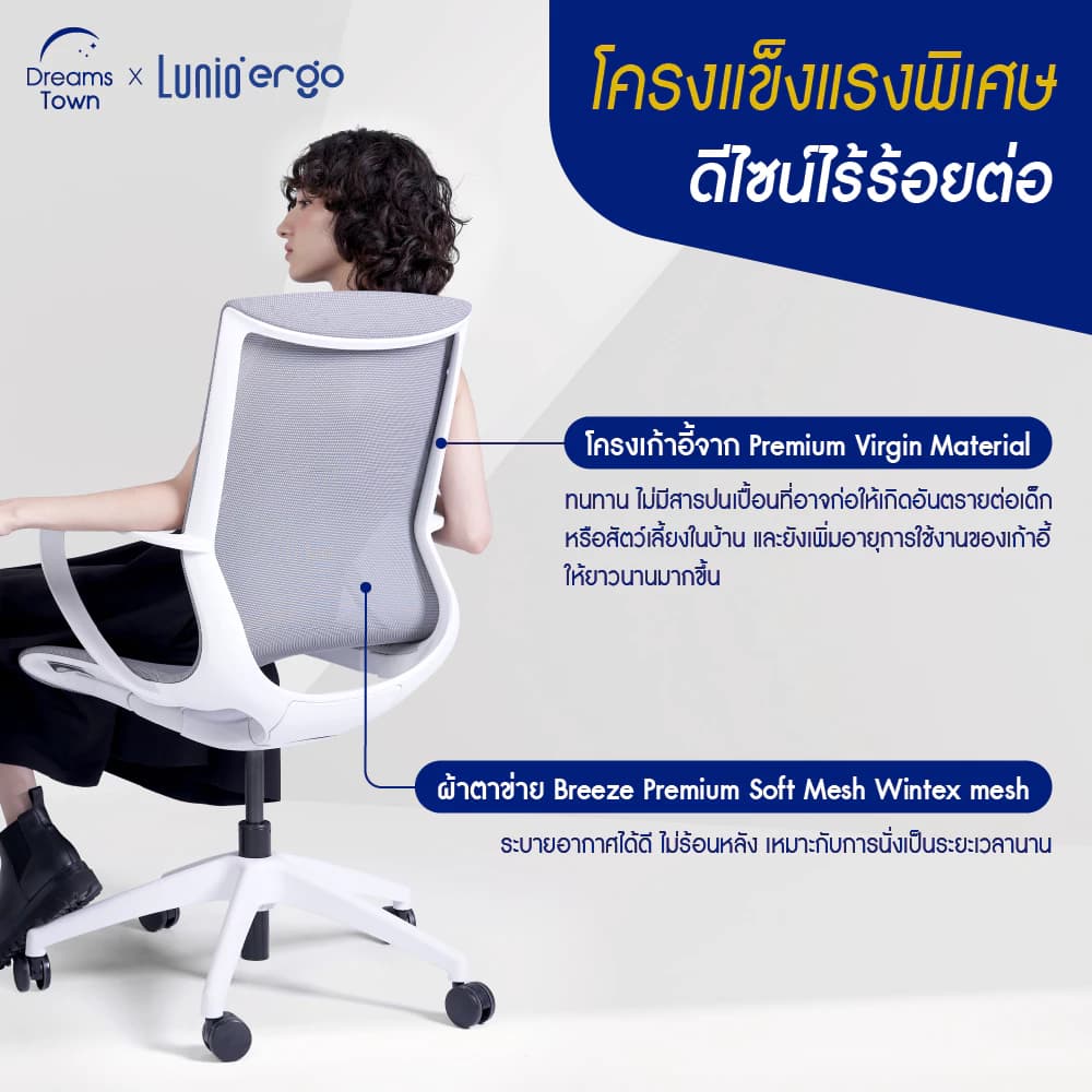 Lunio Ergo เก้าอี้ทำงานเพื่อสุขภาพ สไตล์โมเดิร์น เก้าอี้สีดำ เก้าอี้สีเทา พนักพิงดีไซน์ S-Curve นุ่มสบาย ตามหลักสรีระศาสตร์ รองรับความโค้งของร่างกาย ระบายอากาศดีเยี่ยม เกรดพรีเมี่ยม รุ่น Orion https://lnwchill.com