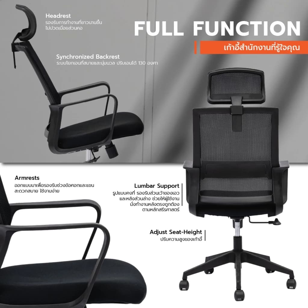 Work Station - Office chair เก้าอี้ทำงาน รุ่น Loki เก้าอี้สีดำ นุ่มสบาย ตามหลักสรีระศาสตร์ ราคาดี ลดอาการปวดเมื่อย รองรับน้ำหนัก 110 kg. ระบายอากาศดีเยี่ยม ราคาประหยัด https://lnwchill.com
