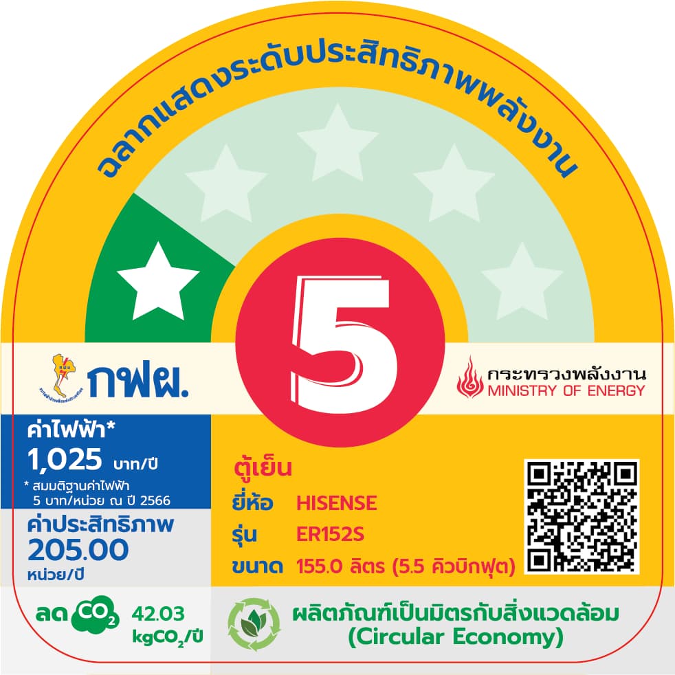 Hisense ER152S ตู้เย็น 1 ประตู 5.5 คิว 155 ลิตร ดีไซน์ Silver เย็นจัดประหยัดไฟ จุของสะใจ พื้นที่จัดเก็บกว้างขวาง ตอบโจทย์หอพักและคอนโด https://lnwchill.com