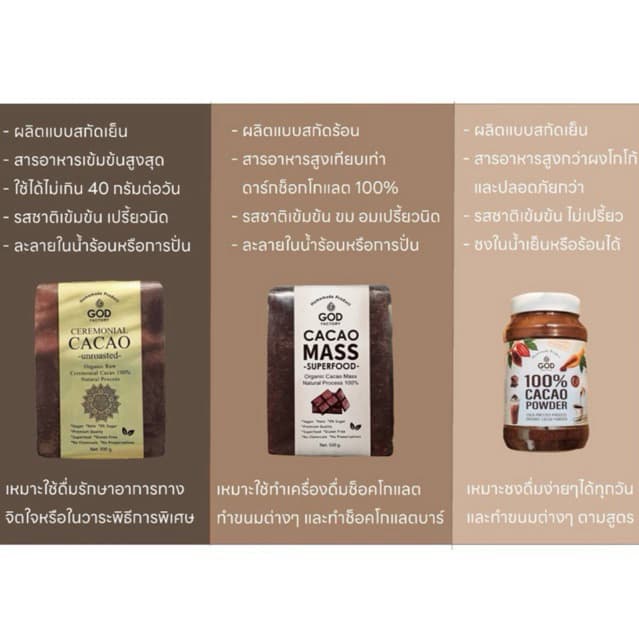 God Factory รุ่น Ceremonial Cacao คาเคาดิบเกรดพิธี ออร์แกนิก 100% ขนาด 500g สกัดเย็นไม่คั่ว сохраниคุณค่าสารอาหารสูงสุดเพื่อบำรุงร่างกายและจิตใจ https://lnwchill.com