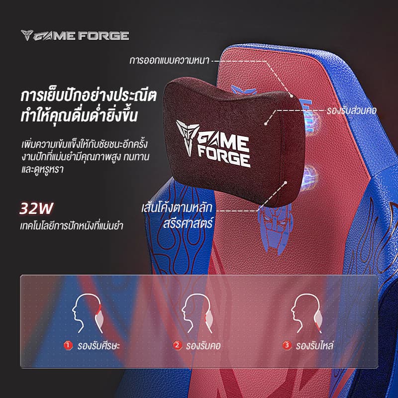 GAMEFORGE เก้าอี้เล่นเกม รุ่น Guardian เก้าอี้สีแดง พนักพิงศีรษะแม่เหล็ก หนังป้องกันการไฮโดรไลซิส ปรับความสูงได้ เก้าอี้พนักพิงสูง มีหมอนรองหลัง ที่วางแขนหมุนได้ https://lnwchill.com
