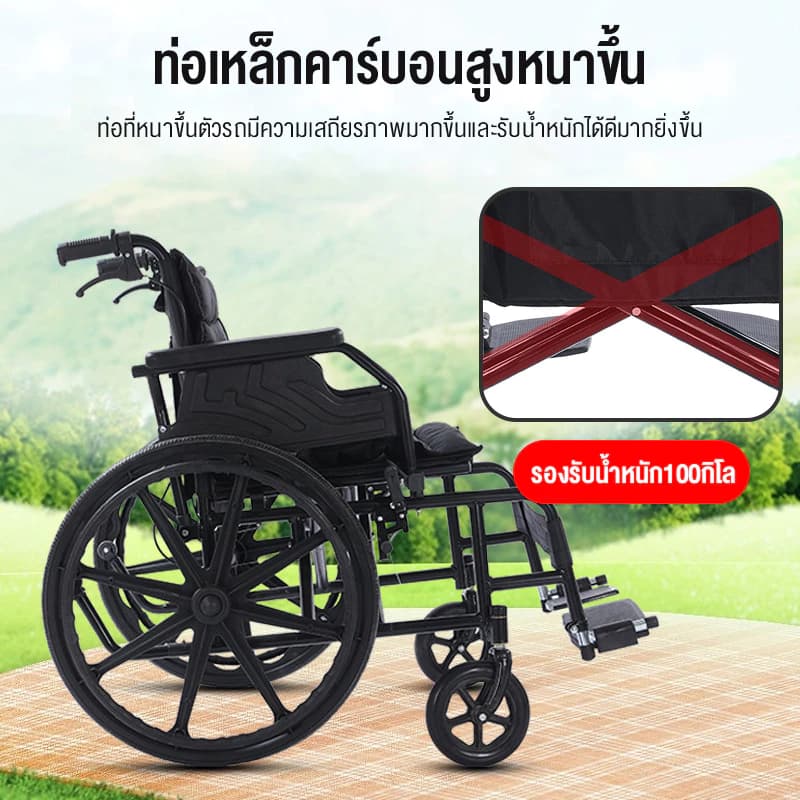 HIMIWAY รถเข็นผู้ป่วย wheelchair รถเข็นผู้ใหญ่ พับได้น้ำหนักเบาท่อเหล็กหนาสกู๊ตเตอร์ผู้สูงอายุรถเข็นแบบพกพา รถเข็นผู้ป่วยพับได้ https://lnwchill.com