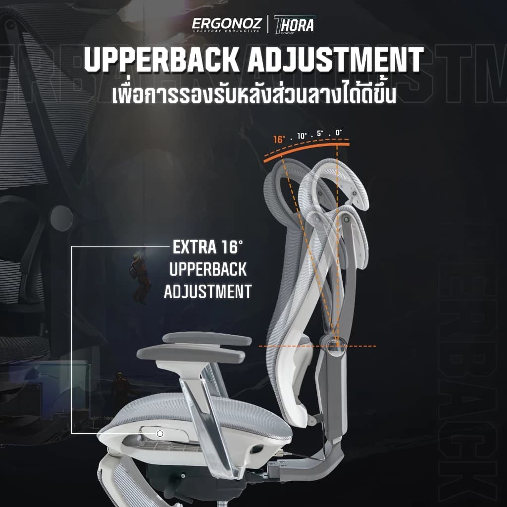 ERGONOZ เก้าอี้ทำงาน รุ่น THORA Professional Ergonomic chair เก้าอี้สีเทา เก้าอี้สีดำ เก้าอี้คอมพิวเตอร์ เพื่อสุขภาพ รับน้ำหนักได้ 136 kg. https://lnwchill.com