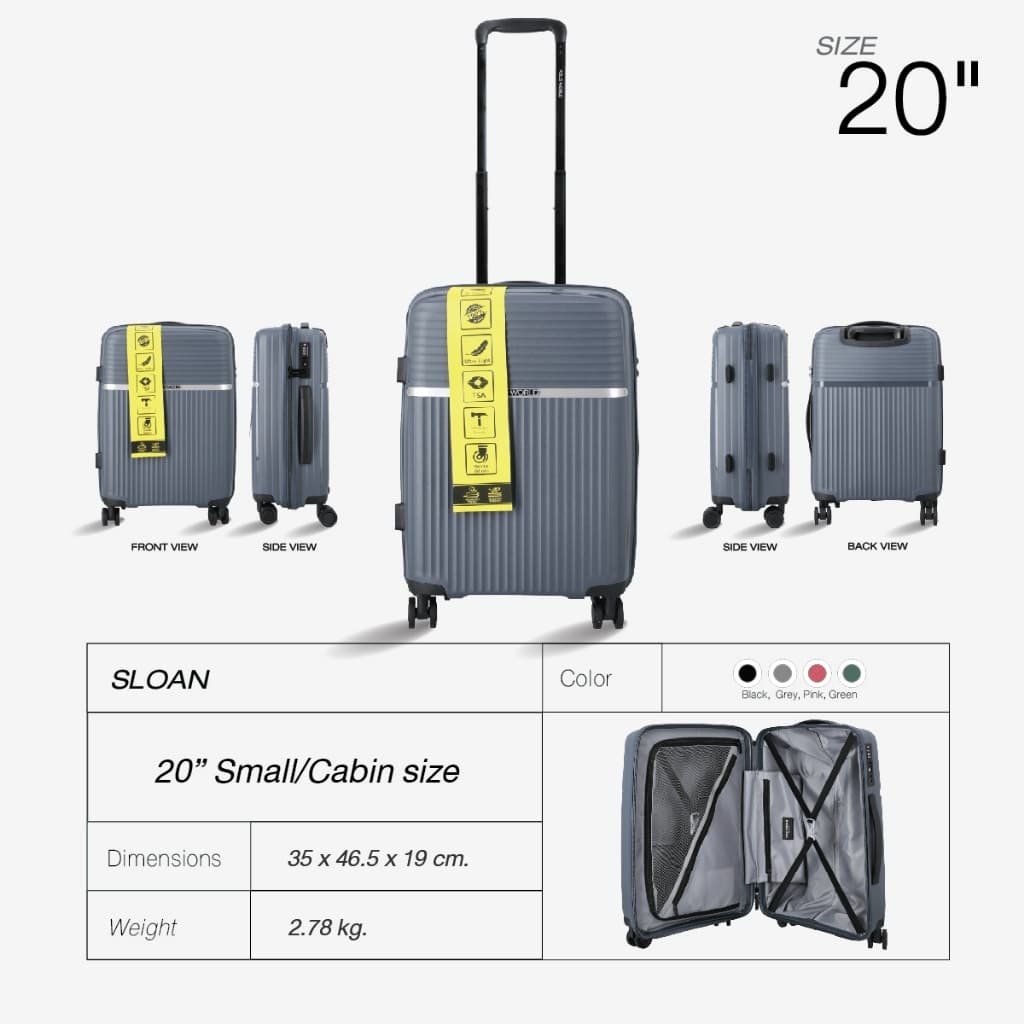 POLO WORLD รุ่น PWES-50123 Sloan Wheeled Hardcase Luggage กระเป๋าเดินทางล้อลาก Polypropylene น้ำหนักเบา ทนทาน ดีไซน์คลาสสิก https://lnwchill.com