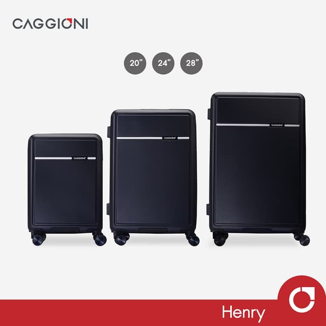 Caggioni รุ่น C23021 กระเป๋าเดินทาง ABS สีดำ ทรงเหลี่ยม จุของเยอะ ล้อลื่น TSA Lock เพื่อความสะดวกและปลอดภัยทุกทริป