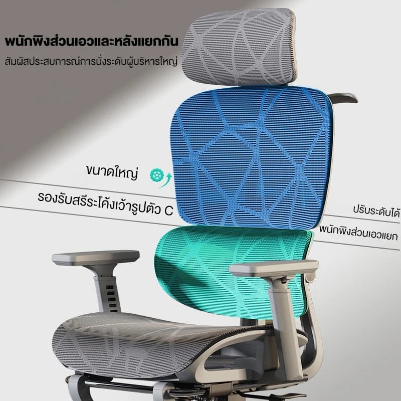 Kris รุ่น P5 เก้าอี้เพื่อสุขภาพ Ergonomic สีเทา ระบายอากาศดีเยี่ยม เบาะฟองน้ำ รองรับสรีระตามหลักสรีรศาสตร์ พร้อมการรับประกันนาน 3 ปี https://lnwchill.com