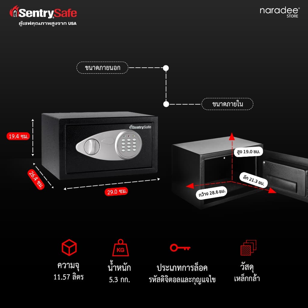 SentrySafe รุ่น X041E ตู้เซฟนิรภัยระบบล็อคอิเล็กทรอนิกส์และกุญแจฉุกเฉิน โครงสร้างเหล็กกล้าแข็งแรง เหมาะสำหรับการจัดเก็บทรัพย์สินมีค่าและอุปกรณ์อิเล็กทรอนิกส์ขนาดเล็ก https://lnwchill.com