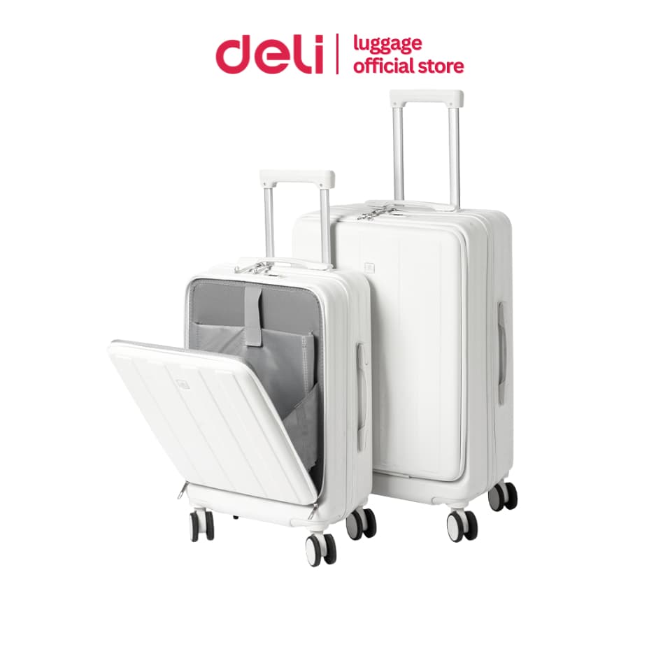 Deli รุ่น EH1054 กระเป๋าเดินทาง 20/24 นิ้ว วัสดุ ABS+PC พร้อมที่วางแก้วและช่องชาร์จ USB เพื่อความสะดวกสบายสูงสุดในการเดินทางทุกรูปแบบ https://lnwchill.com