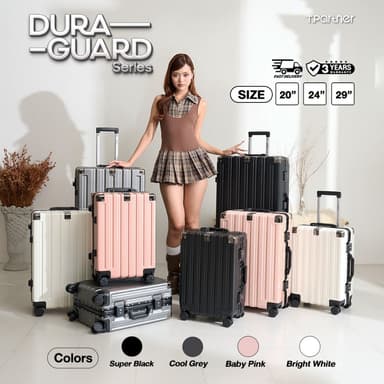 Tpartner รุ่น Duraguard กระเป๋าเดินทางเฟรมอลูมิเนียม บอดี้ PC+ABS พร้อมตัวล็อค Stand Lock แข็งแกร่งทนทาน ปกป้องทุกการเดินทาง