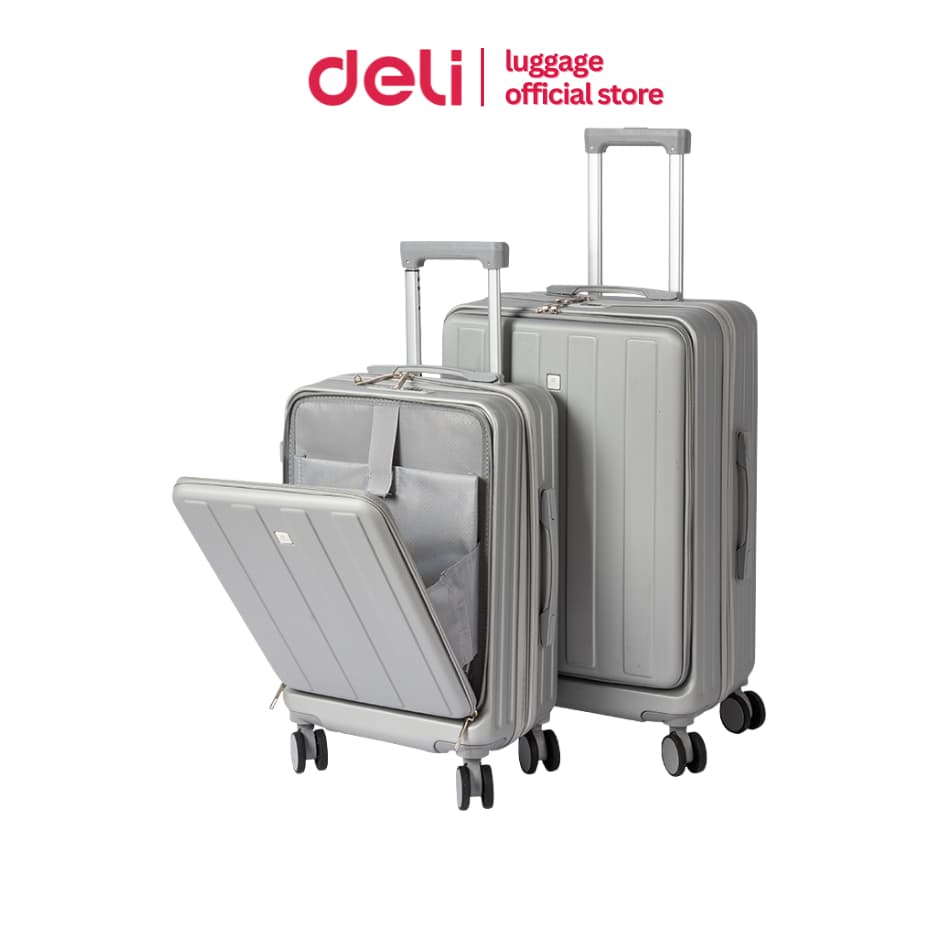 Deli รุ่น EH1054 กระเป๋าเดินทาง 20/24 นิ้ว วัสดุ ABS+PC แบบเฟรมซิป พร้อมที่วางแก้วและช่องชาร์จ USB เพื่อความสะดวกสบายสูงสุด https://lnwchill.com
