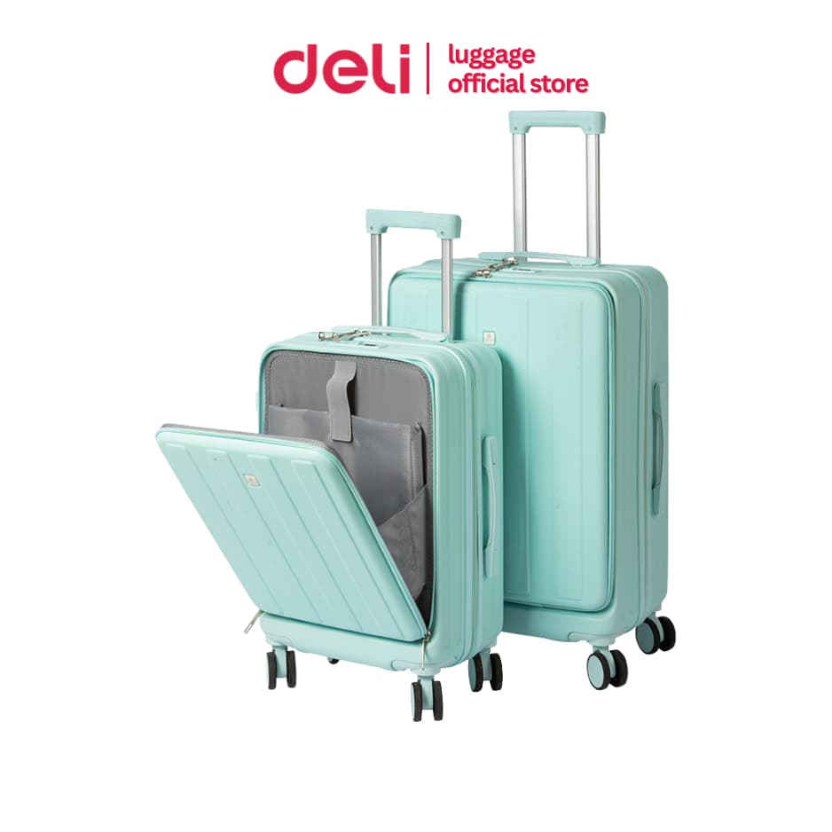 Deli รุ่น EH1054 กระเป๋าเดินทางเฟรมซิป 20/24 นิ้ว วัสดุ ABS+PC แข็งแรงทนทาน พร้อมที่วางแก้วและพอร์ตชาร์จ USB ตอบโจทย์ทุกการเดินทางอย่างมีสไตล์ https://lnwchill.com