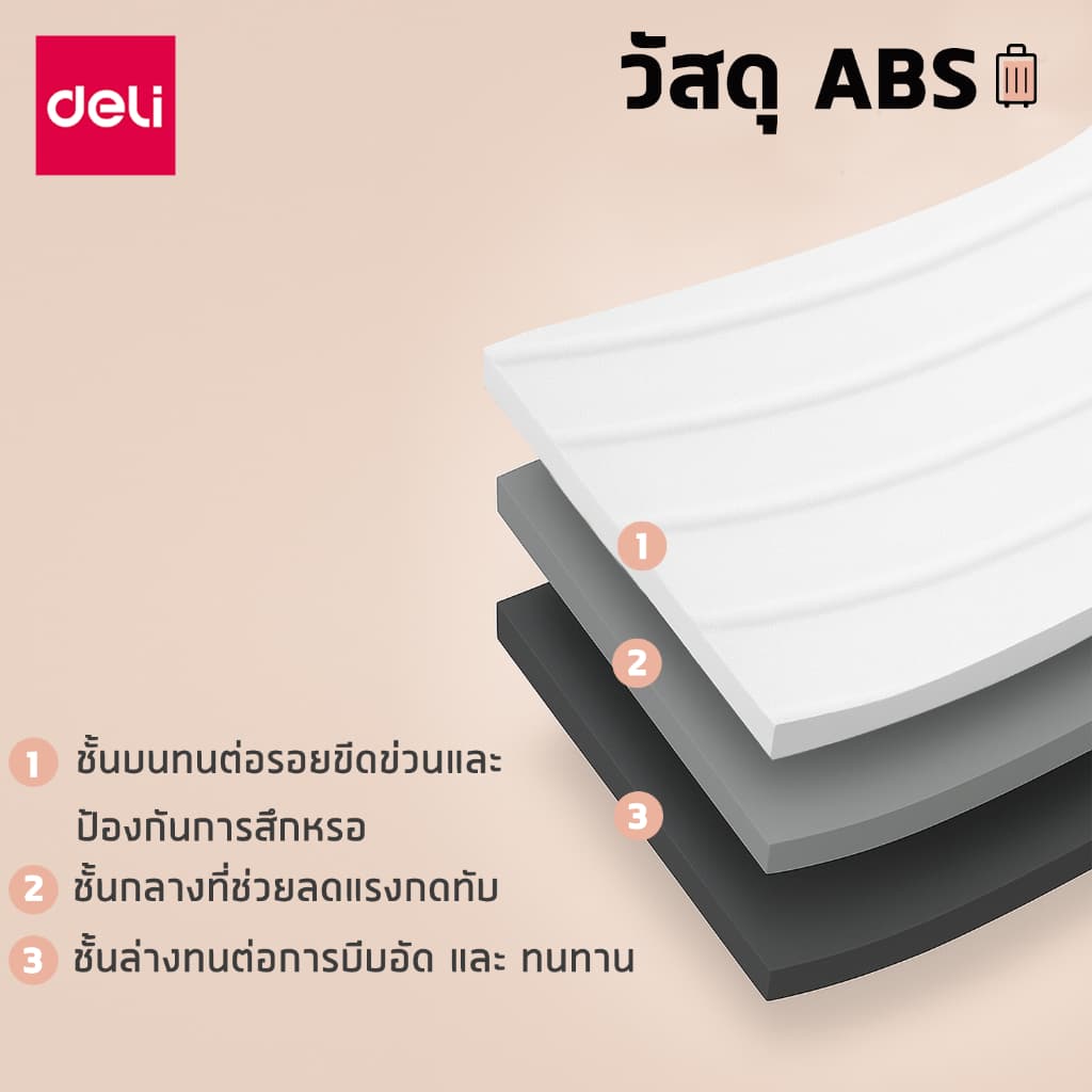 Deli รุ่น EH1061 กระเป๋าเดินทางโครงสร้างอลูมิเนียม ABS แข็งแรงทนทาน ล็อกคู่ TSA ปรับระดับคันชักได้ พกพาสะดวกสำหรับทุกการเดินทาง https://lnwchill.com