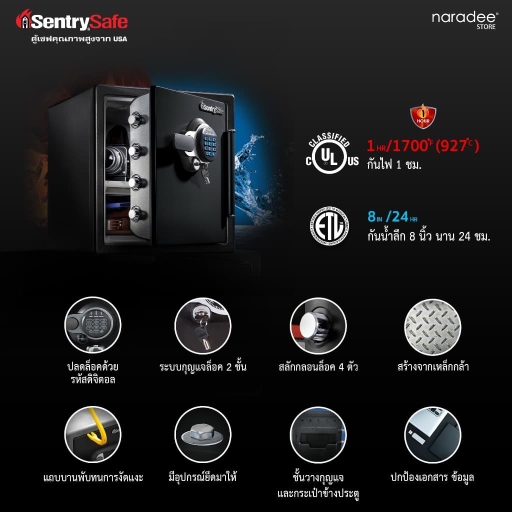 SentrySafe รุ่น SFW123GTC ตู้เซฟกันไฟและกันน้ำ ระบบล็อค 2 ชั้น ปกป้องทรัพย์สินล้ำค่าของคุณให้ปลอดภัยจากทุกสถานการณ์ที่ไม่คาดฝัน https://lnwchill.com